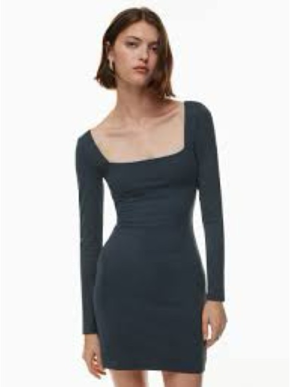 NWT Babaton Charcoal Long-Sleeve Square Neck Bodycon Dress